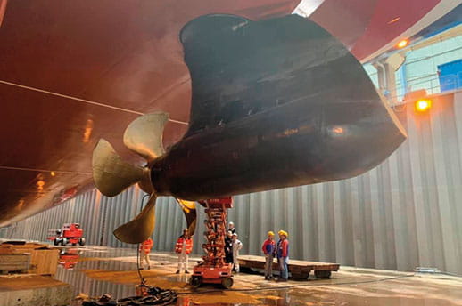 Staff working on the propellers